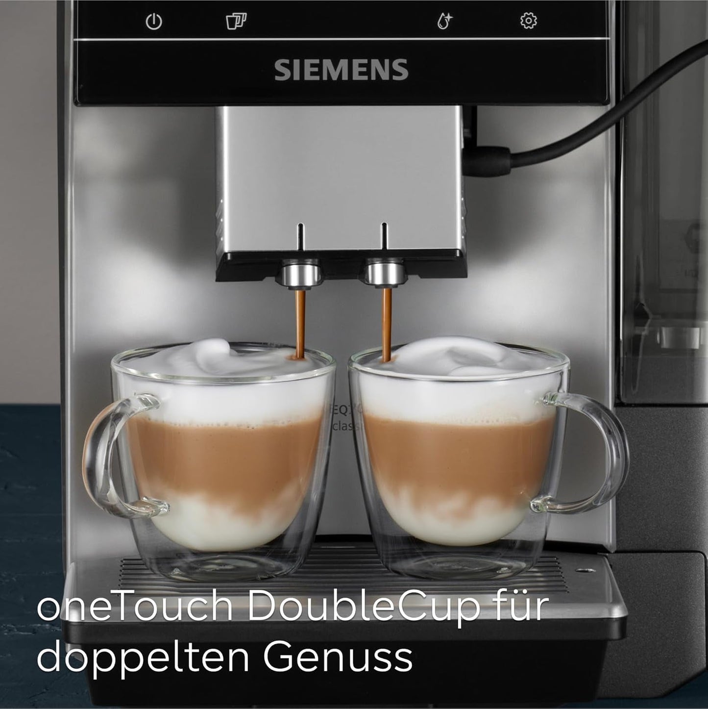 Macchina per caffè espresso automatica Siemens EQ700 classic TP715D01, controllo tramite app, cold brew, display touch intuitivo, fino a 10 creazioni di caffè individuali come preferite, pulizia automatica a vapore, 1500 W, grigio argento