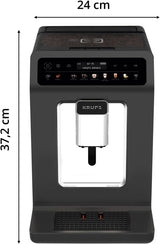 KRUPS Evidence One macchina per caffè espresso automatica con tubo per il latte, cappuccino one-touch, 12 bevande speciali, funzione 2 tazze, display a colori, macchina per caffè espresso, certificato TÜV, nero, EA895N10