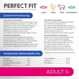 Selezione di cibo umido Perfect Fit Adult 1+ con salmone, pesce di acque profonde, manzo e pollo, 48 bustine, 12x85 g (confezione da 4) - Cibo umido premium per gatti adulti a partire da 1 anno di età