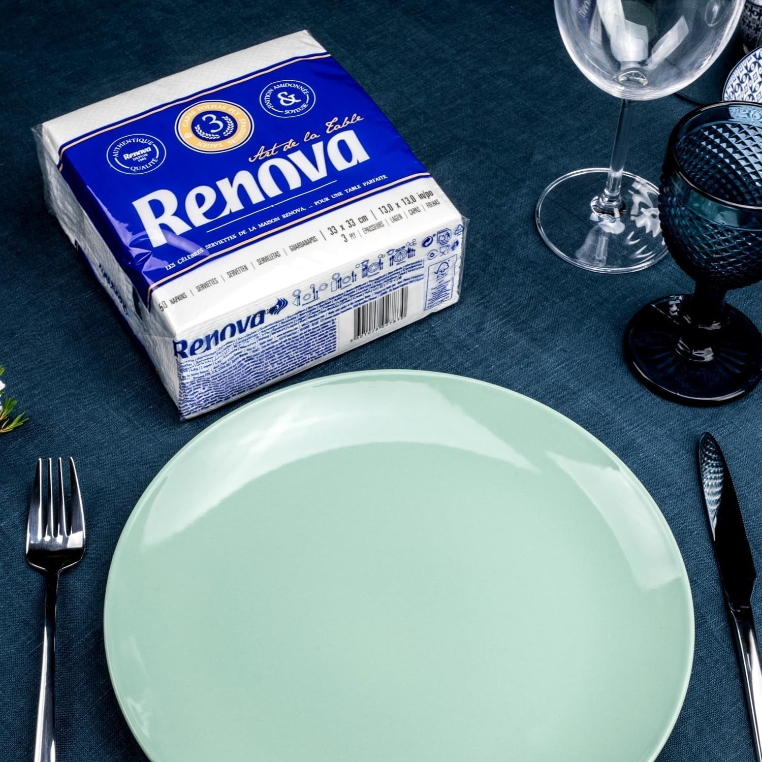 Tovaglioli di carta Renova, decorazioni da tavola, 50 tovaglioli Premium, 3 veli