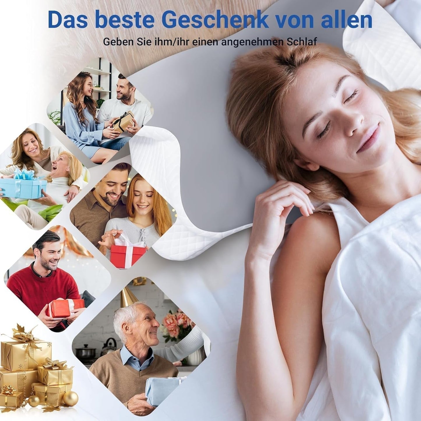 Hothands Cuscino Memory Foam Cuscino Ortopedico ergonomico Lato Schiena Cuscino per Sollievo dal Dolore Addominale Migliora la Qualità del Sonno 62X41X13/11Cm Cuscini Ortopedici Cervicali Naty Shop