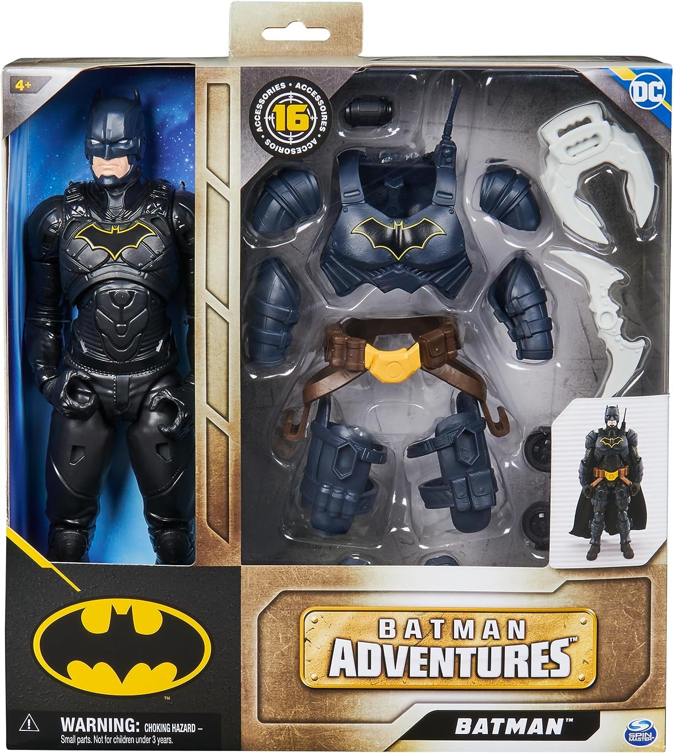 Action Figure DC Batman Adventures, 30 Cm - Con 16 pezzi di equipaggiamento e completamente mobile per emozionanti avventure e acrobazie ricche di azione, giocattolo per bambini dai 3 anni in su Action figures Naty Shop