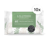 LILLYDOO Salviette umidificate Green, 600 salviette (10 x 60), salviette resistenti allo strappo 100% senza plastica - Senza profumo, delicate e naturali, detergenti delicati per pelli sensibili, dermatologicamente testate