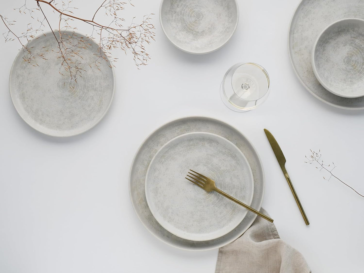 CreaTable, 23714, serie Uno Athena, set di stoviglie da 12 pezzi per 4 persone, set di piatti in porcellana, lavabile in lavastoviglie e adatto al microonde, prodotto in Portogallo