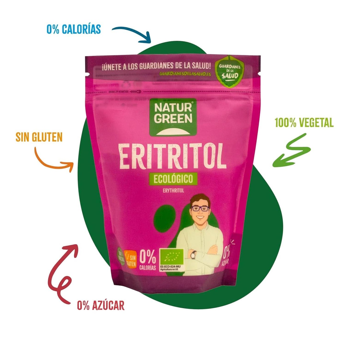 Bio Eritritolo, Dolcificante Naturale, Biologico, Basso Indice Glicemico, 500 grammi Dolcificanti Naty Shop