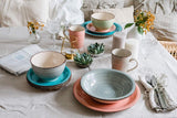 MÄSER Servizio da tavola per 6 persone, look vintage moderno, servizio da tavola da 12 pezzi, dipinto a mano, blu, piastrelle, blu fumo (Bel Tempo II)