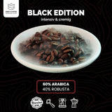 KING'S COFFEE - BLACK EDITION - Caffè in grani dalla crema intensa da 1 kg - Caffè a bassa acidità - Tostatura in piccoli lotti dall'Italia - Grani di caffè espresso Arabica forte (miscela) per macchine completamente automatiche e portafiltro