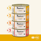 Applaws Selezione di brodo di pollo umido per gatti premium naturale al 100% per gatti adulti - Confezione da 4 scatole (12 x 70 g)