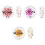 NÉONAIL Nail Art Flowers Set - Trockenblumen - Getrocknete Blumen - Nageldesign Zubehör - Nageldekorationen - Getrocknete Blüten - Decorazione per unghie - Gelnägel Zubehör - 3 Farben - Rosa, Lila, Arancione