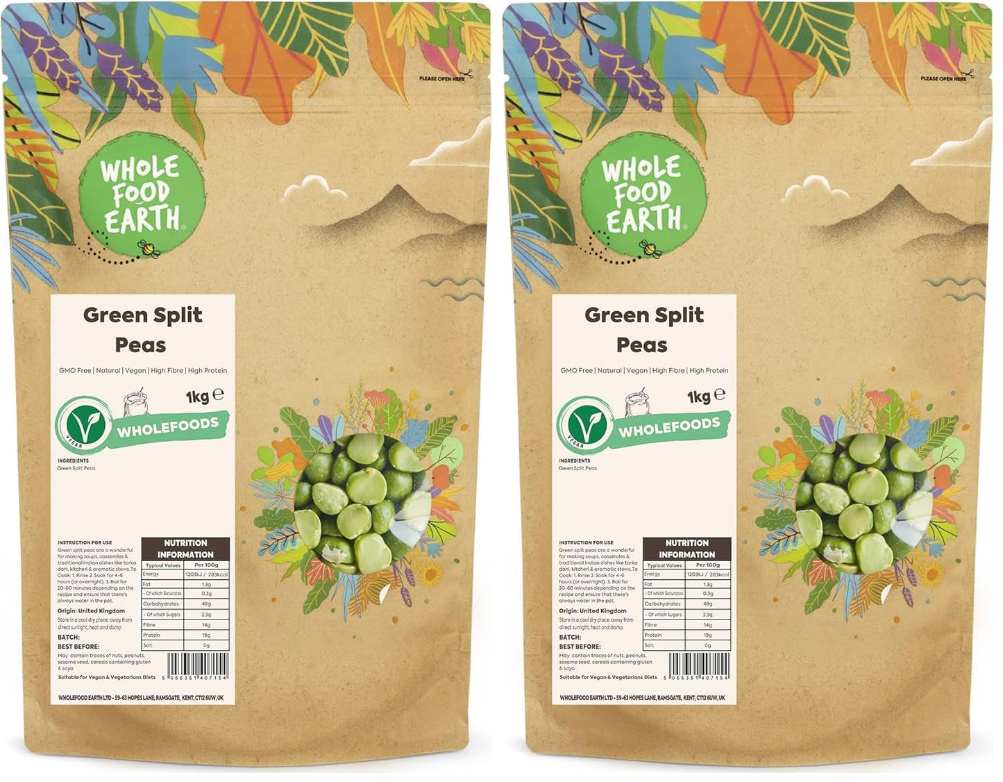 Wholefood Earth Piselli spezzati biologici - 1 kg
