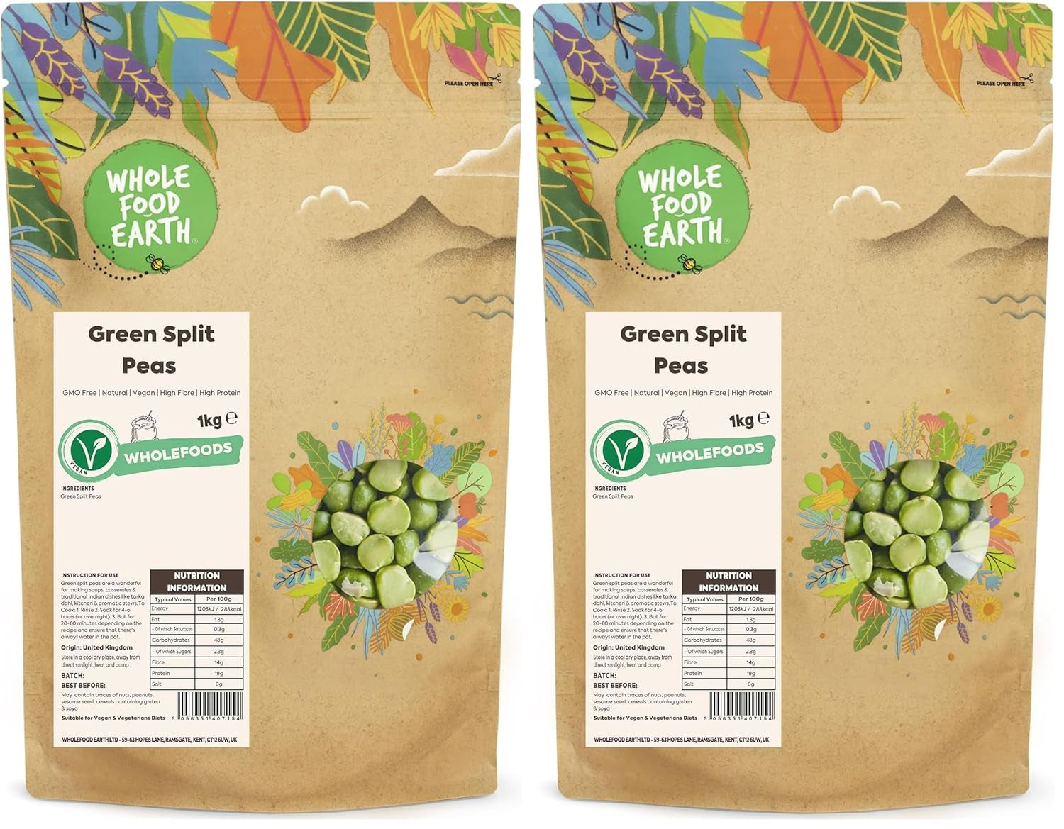 Wholefood Earth Piselli spezzati biologici - 1 kg