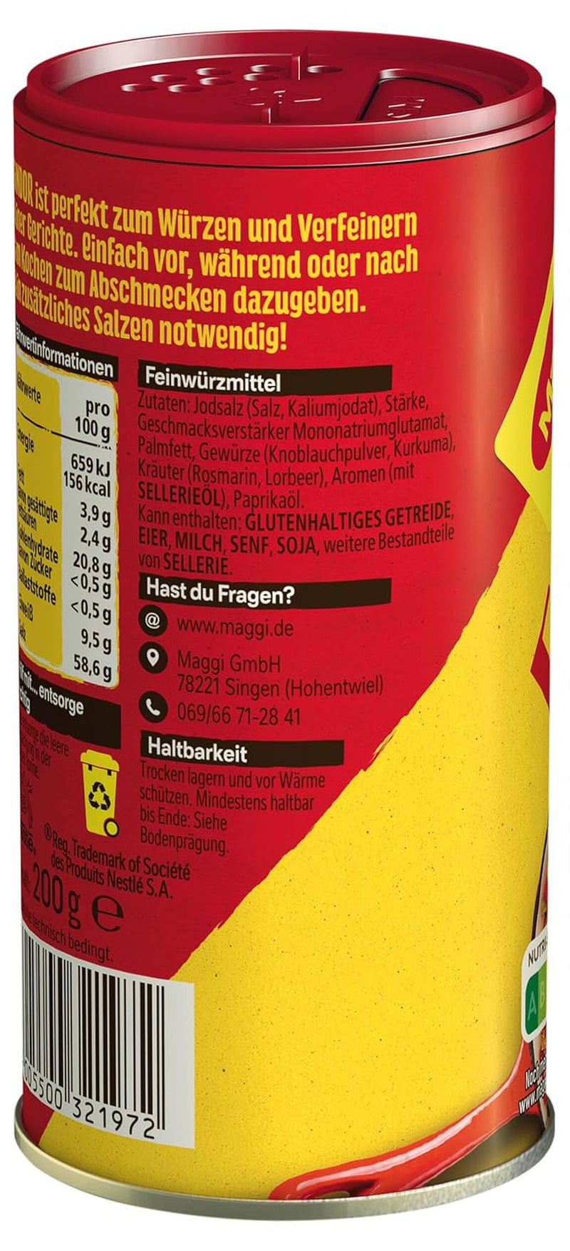 MAGGI Fondor Condimento per Verdure, Carne o Pesce, Condimento per Zuppe o Insalate, Confezione da 10 (10 x 200g)