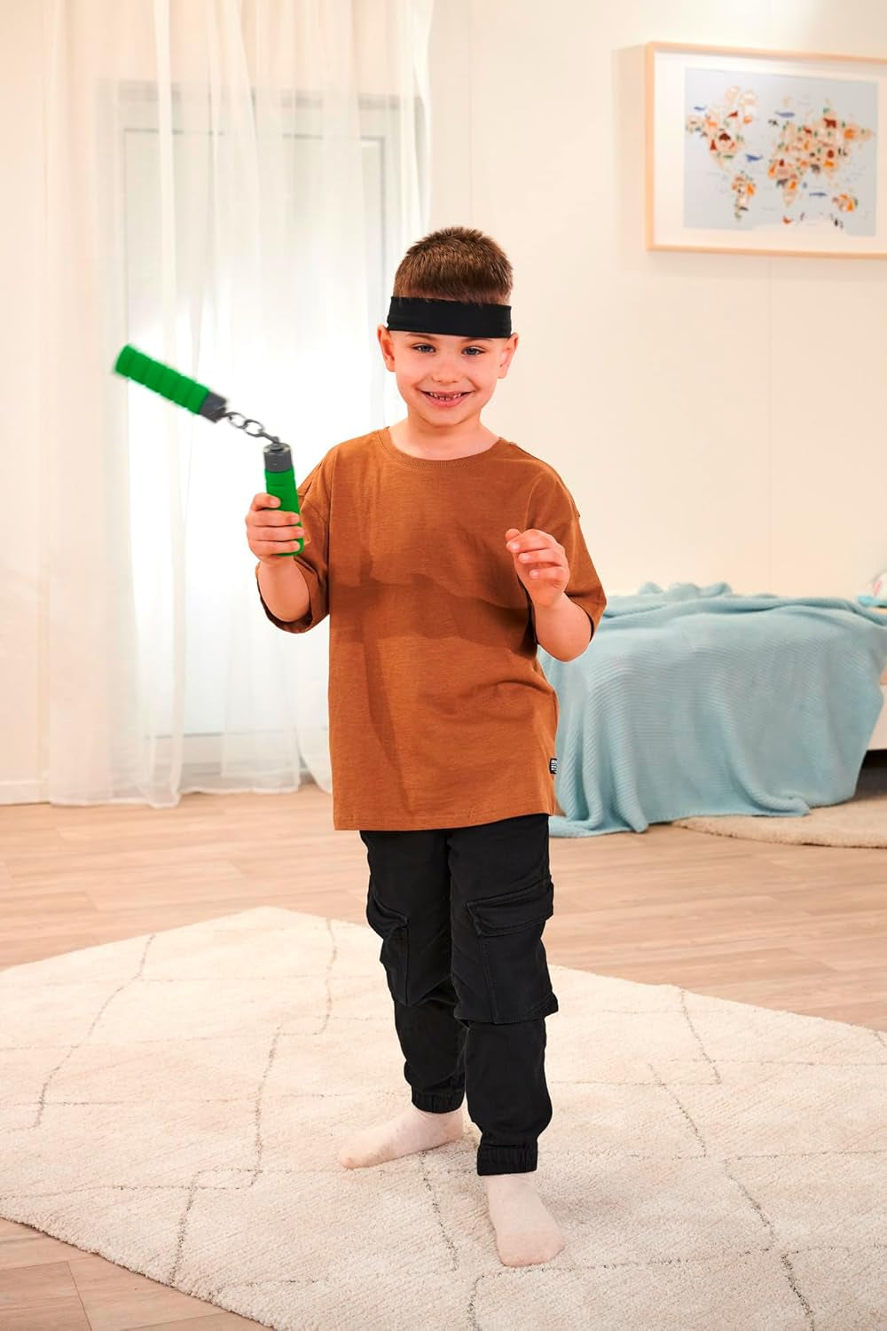 Successivo Ninja Nunchaku, suono, manico avvolto in morbido materiale, 13cm, gioco di ruolo, da 3 anni, verde Action figures Naty Shop