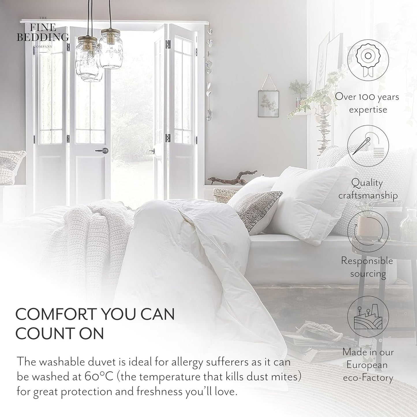 Piumino Twin Spundown 4,5 Tog, leggero, ipoallergenico, caldo, lavabile, estivo, per letto matrimoniale, qualità alberghiera di lusso, con i nostri materiali riciclati Naty Shop Trapunte e Trapunte
