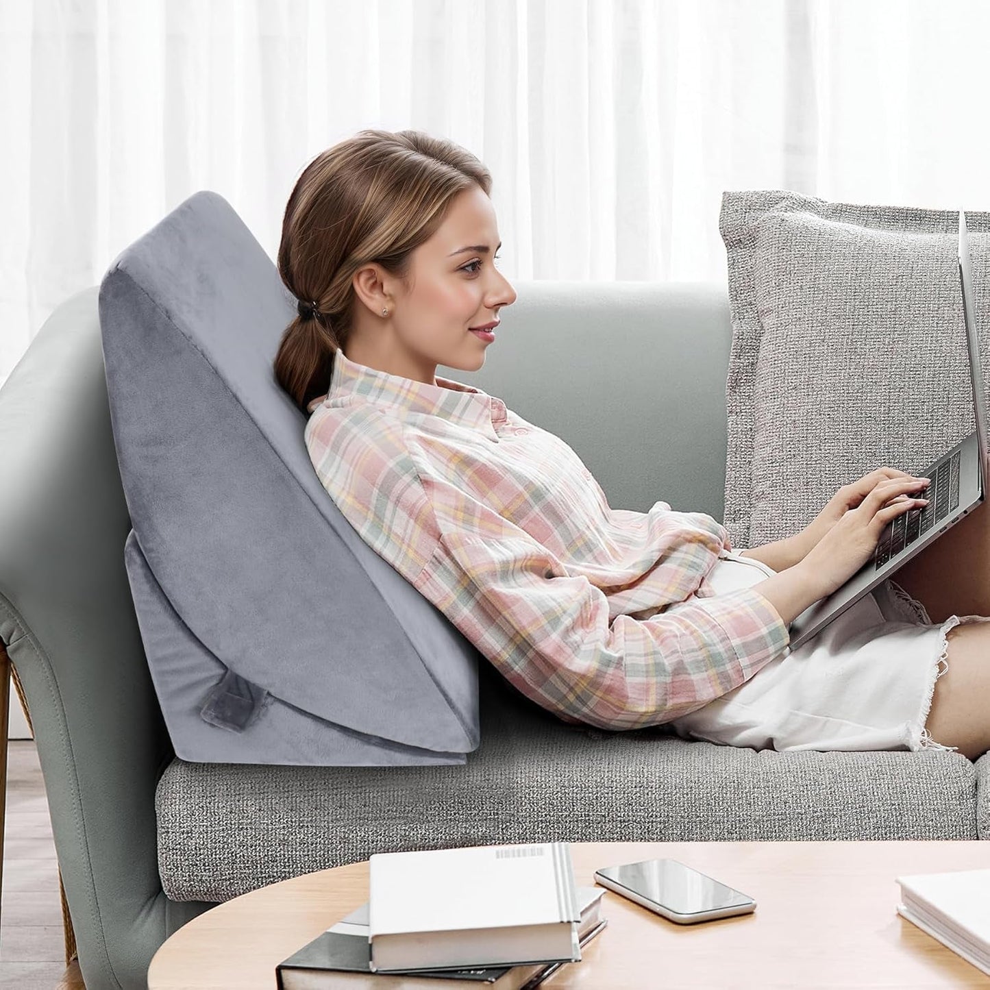 Cuscino in Piuma Regolabile in Schiuma ad Alta Densità, Cuscino Schienale ergonomico per Letto e Divano, Cuscino da Lettura Antireflusso per Dormire, Giocare, Guardare la TV (Pesante)