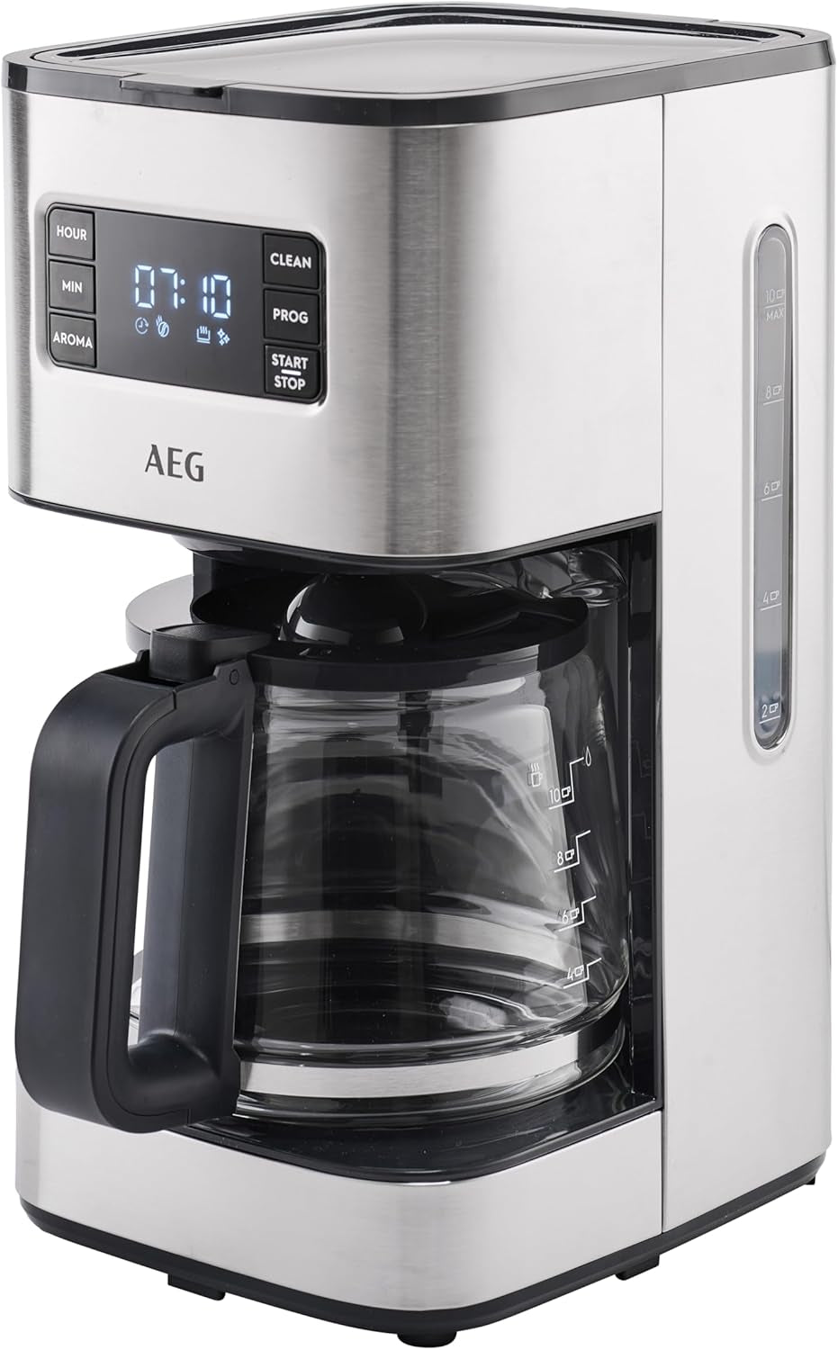 Macchina per caffè espresso AEG Deli 5, 1,5 l, timer programmabile, funzione di mantenimento in caldo, arresto di sicurezza, indicatore del livello dell'acqua, dosaggio ottimale, funzione antigoccia, acciaio inossidabile, CM5-1-6ST