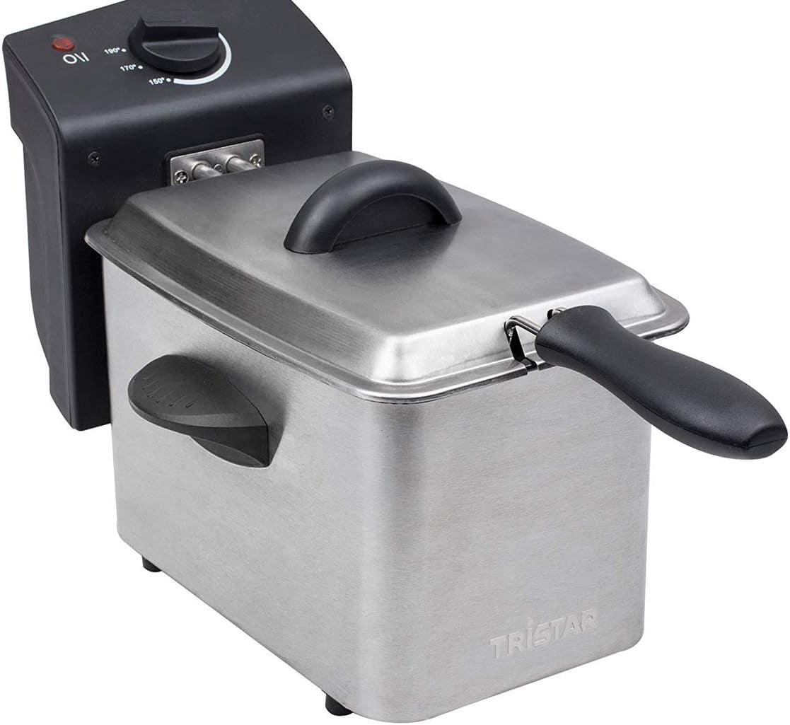 Friggitrice Tristar in acciaio inox - Con capacità di 2 litri, funzione zona fredda e termostato regolabile fino a 190°C, FR-6919, argento Elettrodomestici Naty Shop