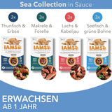 IAMS Delights Sea Collection Katzenfutter Nass - Confezione multipla con varietà di pesce (Lachs, Thunfisch, Mackerel, Seefisch) in salsa, Nassfutter für Katzen da 1 anno, 12 x 85g