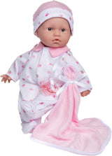 JC Toys Set Bambolina Caucasica La Baby - Bambola Morbida Lavabile da 28 cm Rosa Completo Staccabile con Cappello, Coperta e Ciuccio per 12 Mesi e Oltre Naty Shop Dolls Rosa Singola