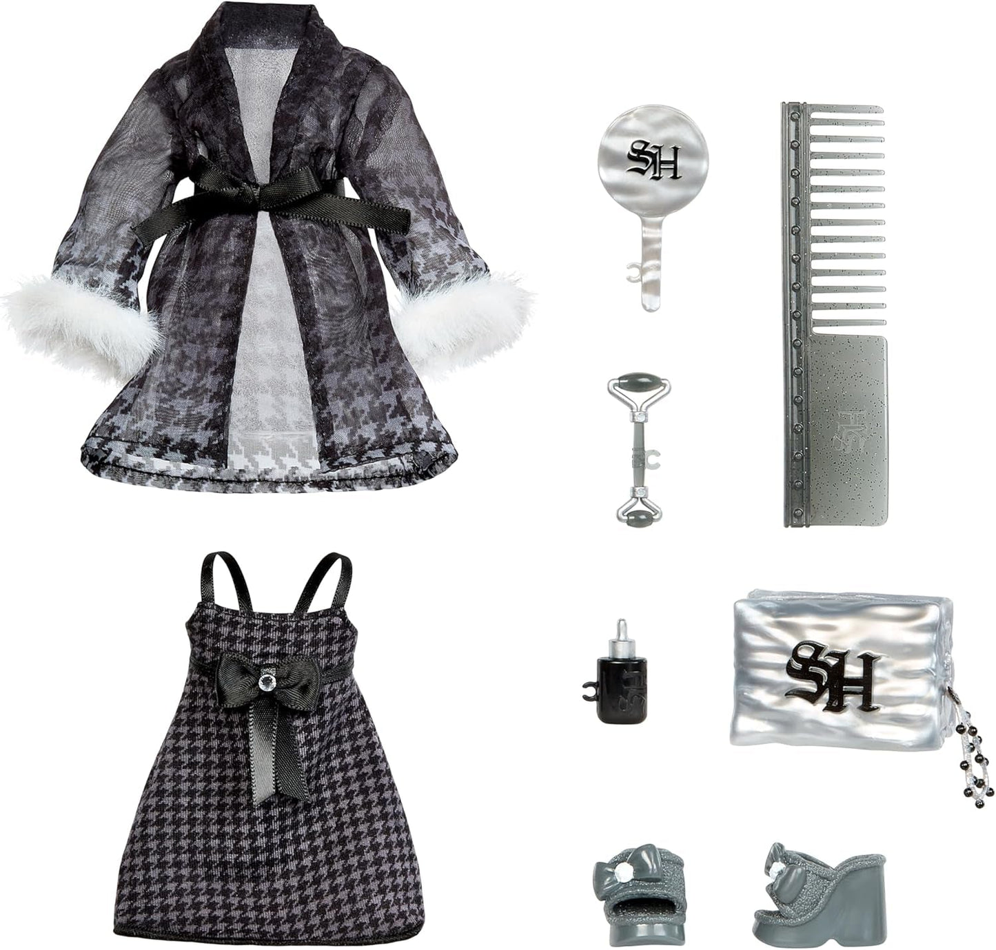 Rainbow High Shadow High Girl's Night - Shanelle Onyx - bambola fashion da 28 cm nei toni del grigio, capelli neri e completo con accessori e pettine - Per collezionisti e bambini dai 6 anni in su