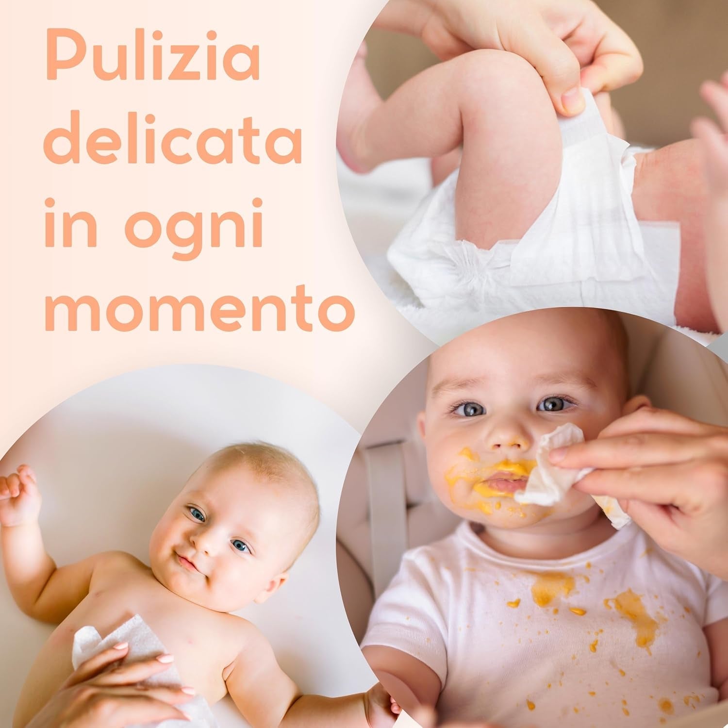 Salviette per neonati con talco per pelli sensibili, senza alcool, delicate sulla pelle, pH 5,5, leggermente profumate, 1200 unità (confezione da 12)