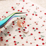 JMEOWIO 3D Nagelsticker Kirsche Nail Art Sticker Self-klebend Nagelaufkleber 5D Stereoscopico Decorazione Nageldesign Zubehör 1 Blatt