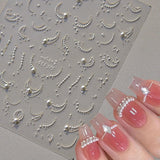 JMEOWIO 3D Nagelsticker Perlenlinie Nail Art Sticker Selbstklebend Nagelaufkleber 5D Stereoscopico Decorazione Nageldesign Zubehör 1 Blatt