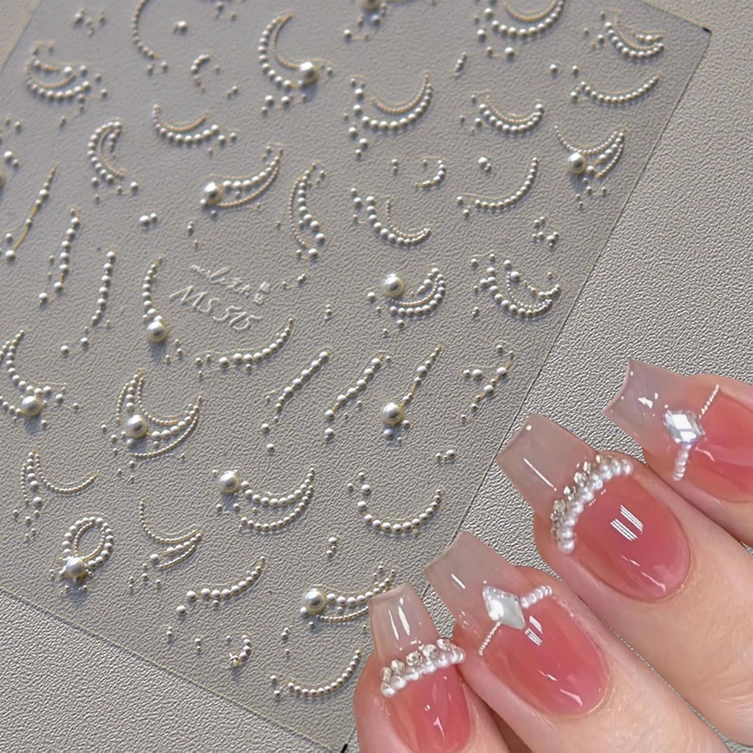 JMEOWIO 3D Nagelsticker Perlenlinie Nail Art Sticker Selbstklebend Nagelaufkleber 5D Stereoscopico Decorazione Nageldesign Zubehör 1 Blatt
