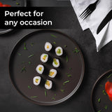 MIAMIO - Set di piatti per 4 persone / Set di stoviglie in ceramica per 4 persone, stoviglie in gres adatte alla lavastoviglie e al microonde - Collezione Sierra (Piatti scuri, Piatti grandi (4x))