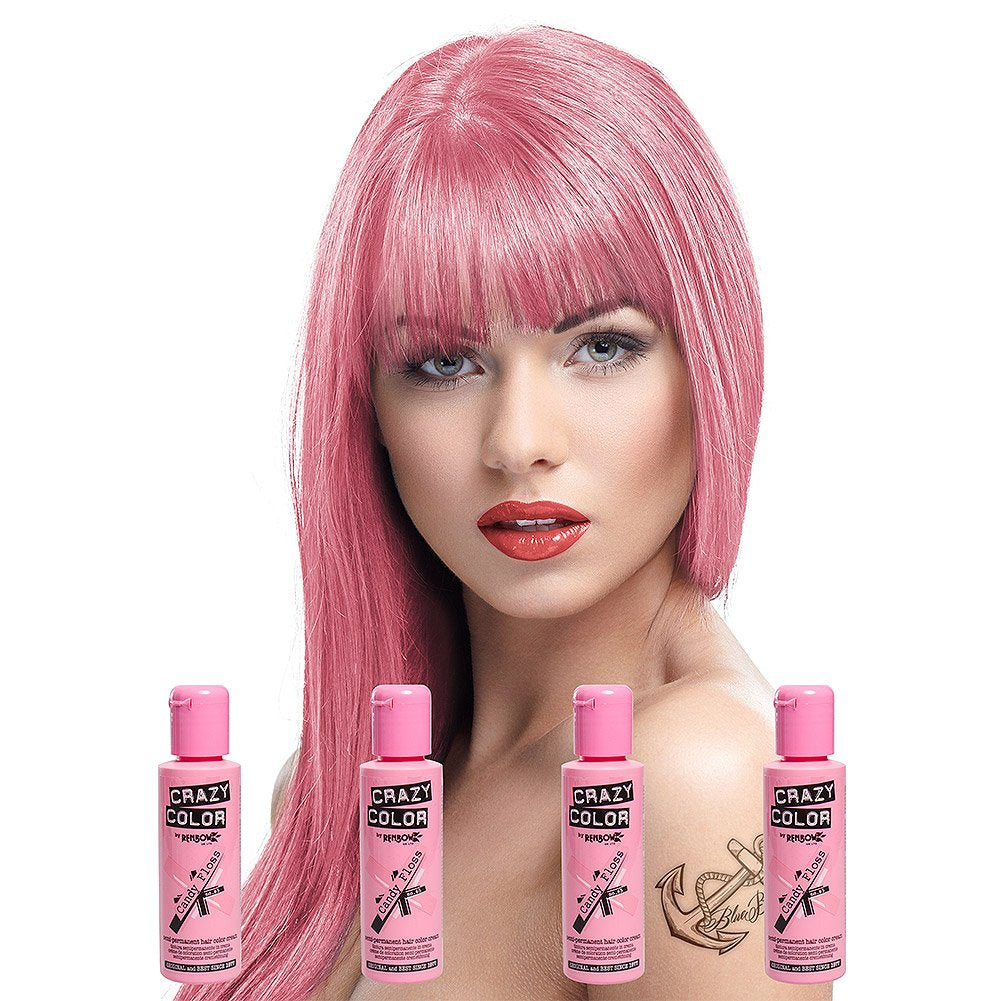 GO TOXIC Crema colorante semipermanente UV per capelli 100 ml (1 confezione) Naty Shop Tintura per capelli rosa Candy Floss 100 Ml (4 confezioni)