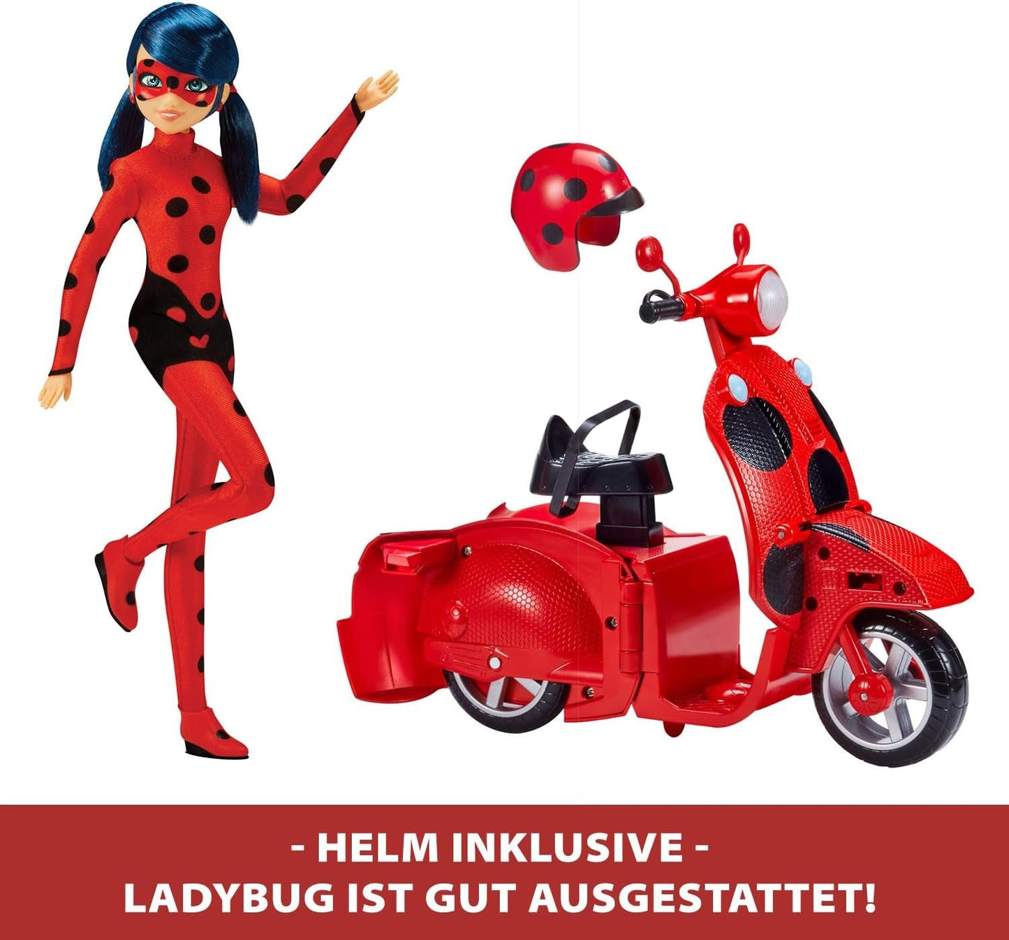 Bandai - Miraculous Ladybug - Miraculous Switch'n Go Scooter + Bambola articolata Ladybug Lucky Charm da 26 cm - P50668