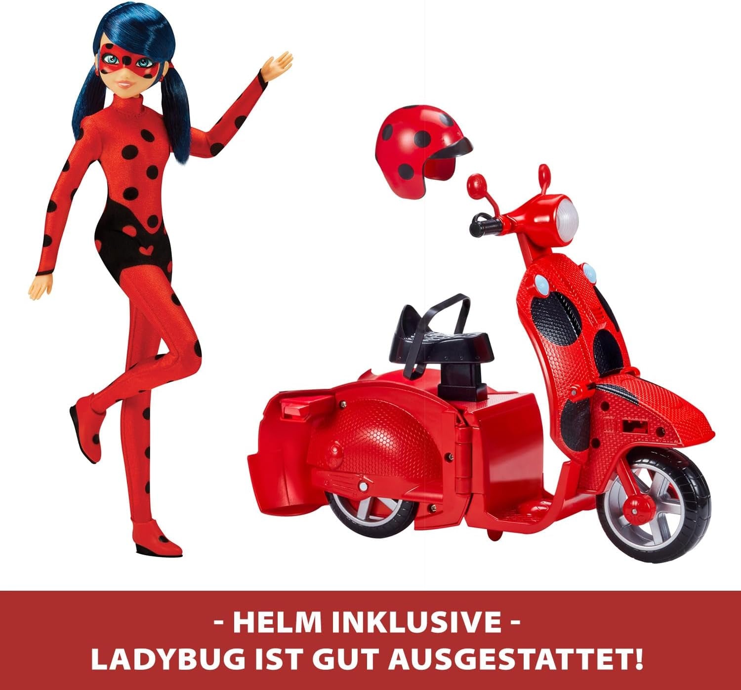 Bandai - Miraculous Ladybug - Miraculous Switch'n Go Scooter + Bambola articolata Ladybug Lucky Charm da 26 cm - P50668