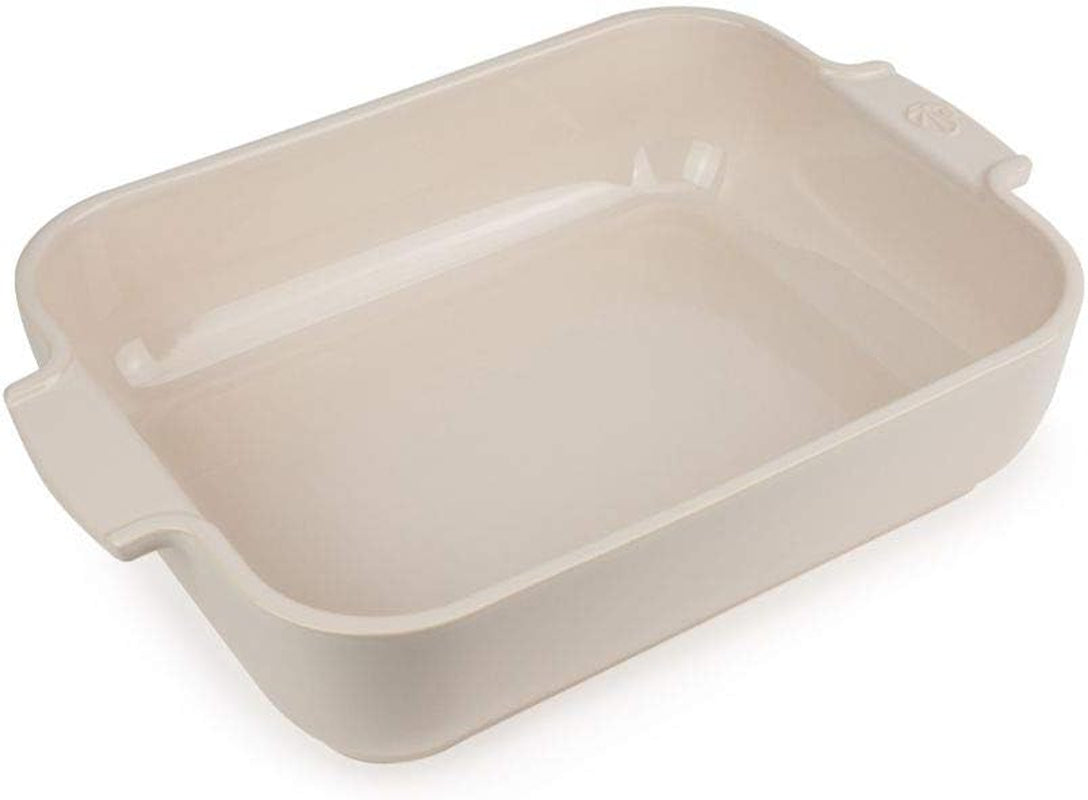 Peugeot Appolia Rechteckige Auflaufform Mit Griffen, Keramik, Schiefer / Grau, 7.2X31X21.7 Cm, Fassungsvermögen: Ca. 2 L, 60060 Stampi e teglie per dolci Naty Shop Ecru
