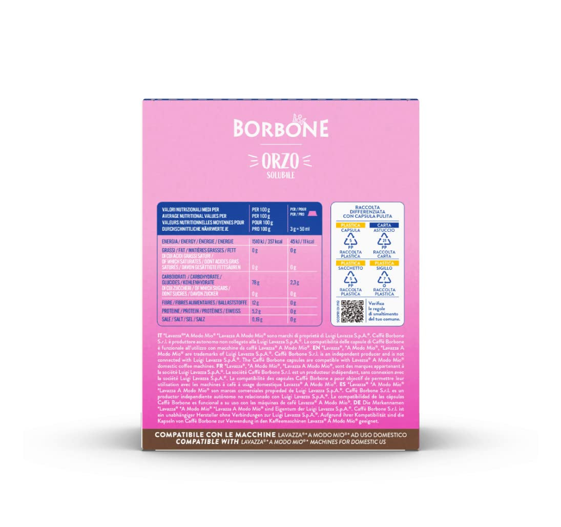Caffè Borbone Malzkaffee - 96 Kapseln (6 Packungen mit 16 Stück) - Compatibile con Lavazza A Modo Mio Haushalts-Espressomaschinen
