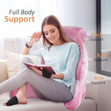 Cuscino da lettura XL per letto e divano con paranuca staccabile, cuscino per la schiena ideale per adulti con memory foam per leggere, lavorare, giocare, guardare la TV, rilassarsi (rosa) confortevole
