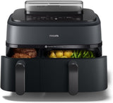 Philips Airfryer Dual Basket serie 3000, 9 L, 2 cestelli, 2 piatti pronti contemporaneamente, tecnologia Rapidair plus aria calda Elettrodomestici Naty Shop Steam Dual Basket 9 L