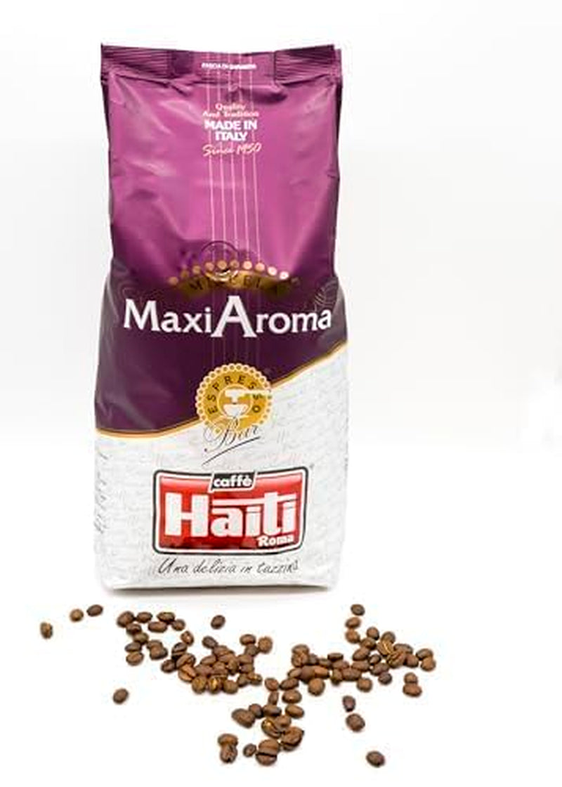 Caffè Haiti Roma Maxi Aroma in confezione da 1 kg. Miscela equilibrata, tostatura artigianale, made in Italy.