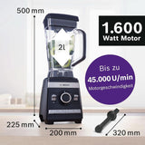 Robot da cucina Bosch Vitaboost MMBH6P6BDE, 6-Klingen-Edelstahlmesser, 2.5L Tritan-Mixbehälter, Stopfer, 6 Automatikprogramme, Rezeptbuch, Bpa-Frei, Einfache Reinigung, 45.000 U/Min, 1600 W, Schwarz Bucatarie Naty Shop