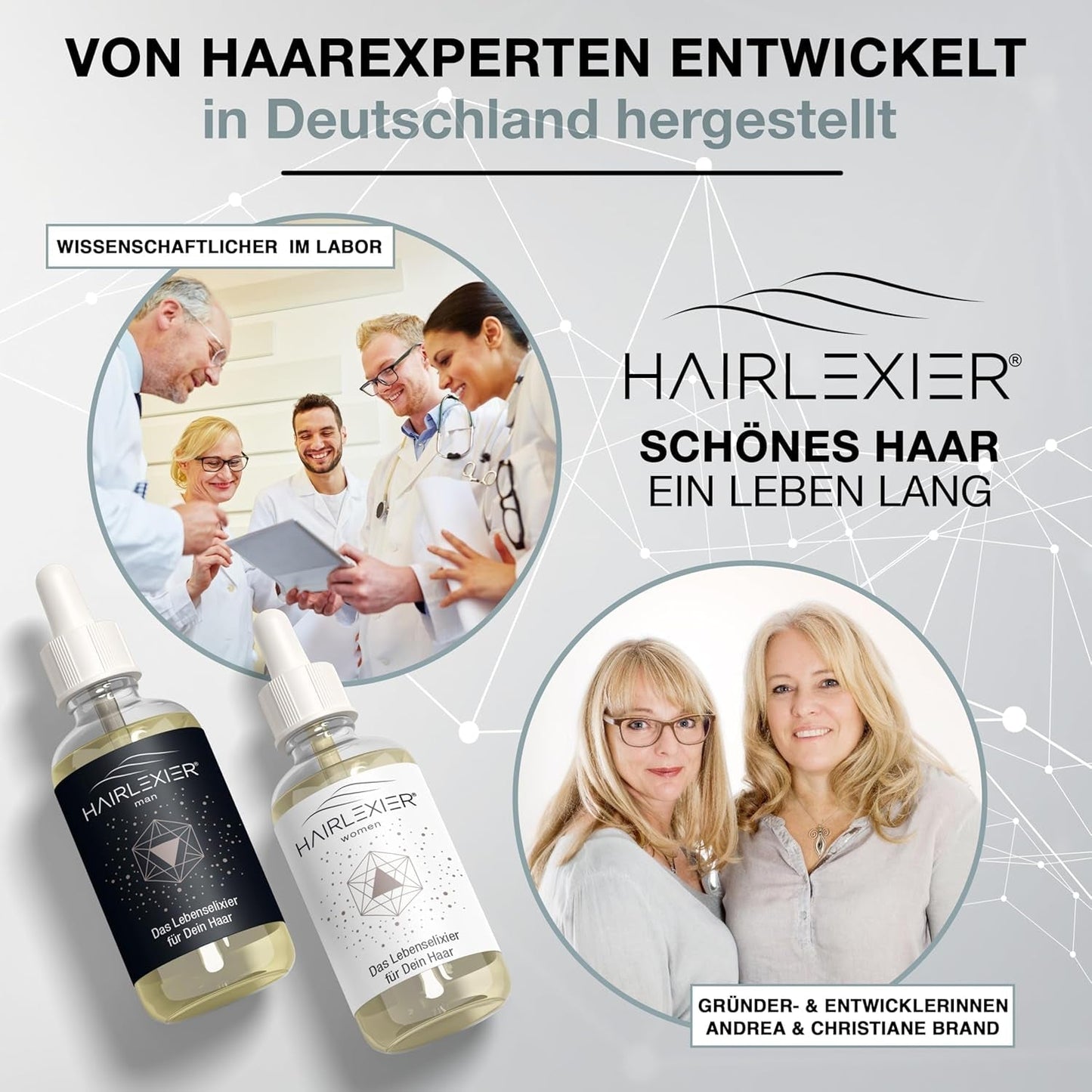 Hairlexier Rimedio per la Crescita dei Capelli per Donne - Olio per capelli al rosmarino, Olio per capelli all'olio di ricino, Olio alla lavanda, Siero naturale per capelli contro la caduta diffusa dei capelli, Supporta la crescita dei capelli, Vegano e biologico + Manuale per la cura dei capelli Naty Shop