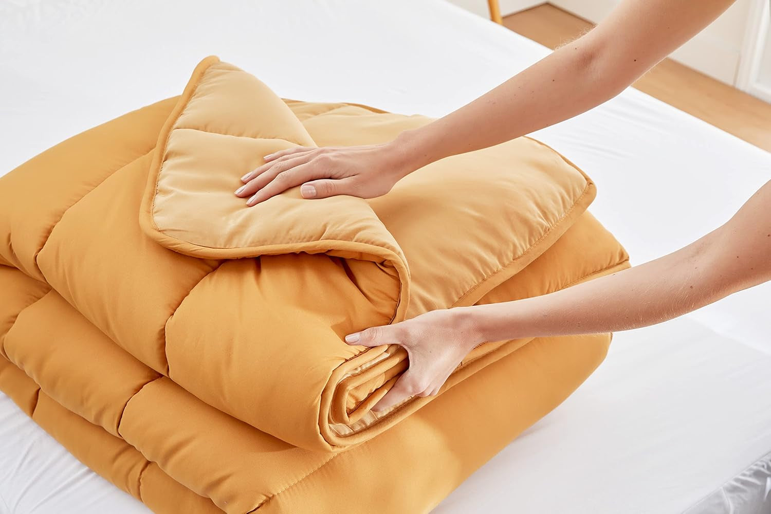 Pikolin Home - Trapunta reversibile 300 G - imbottitura nordica bicolore - per letto 100/105 - comoda, calda, traspirante, verde, 180 X 220 cm Trapunte e trapunte Naty Shop