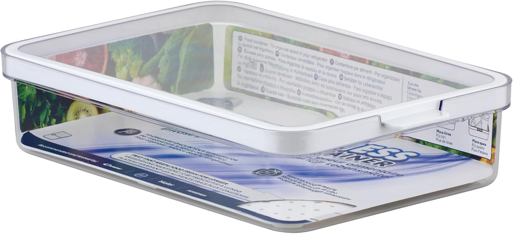 CARE + PROTECT Contenitore per alimenti intelligente, perfettamente impilabile, organizer per frigorifero, protegge il cibo dall'umidità, mantiene il cibo fresco più a lungo, contenitori per alimenti Naty Shop da 2,15 L 2,6 L