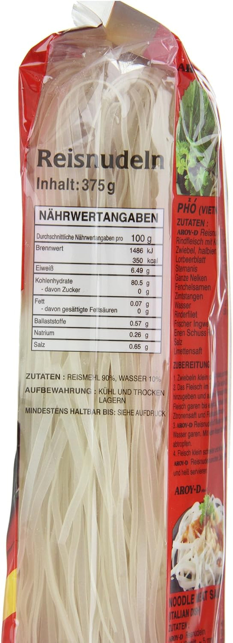 Aroy-D Spaghetti di Riso Senza Glutine Confezioni da 3 mm (1 Confezione x 375 g)