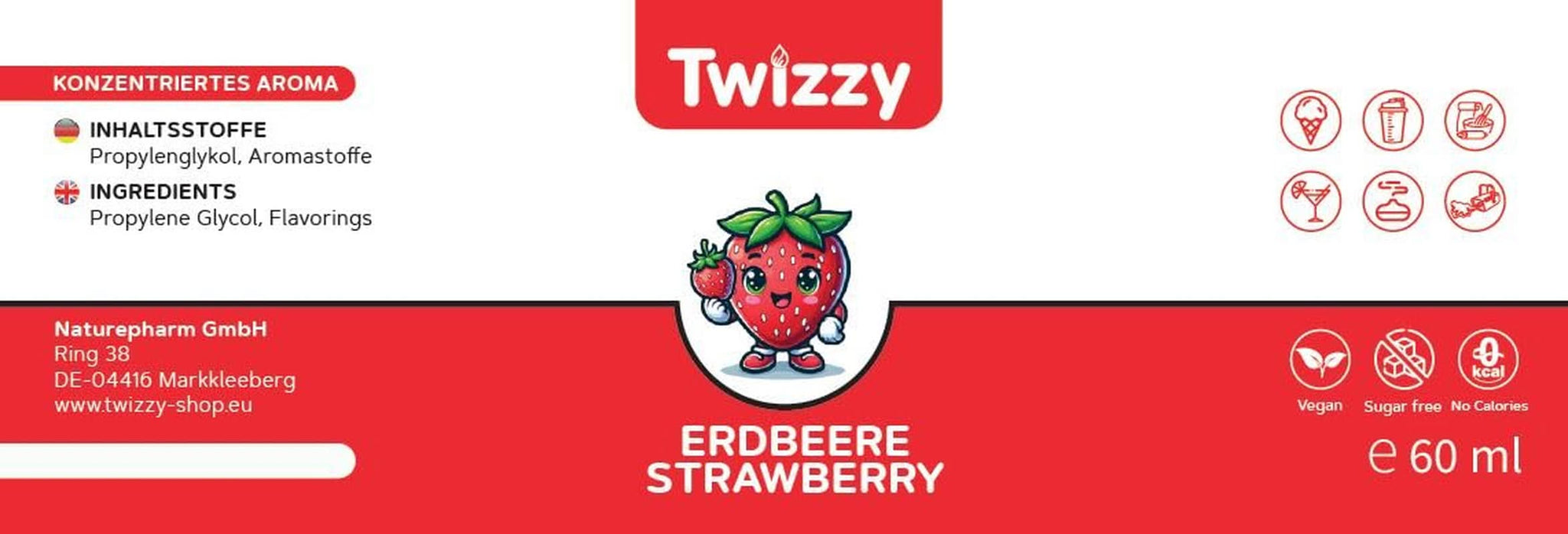 Twizzy Aroma Concentrato Fragola, 60 ml Aromi Naty Shop
