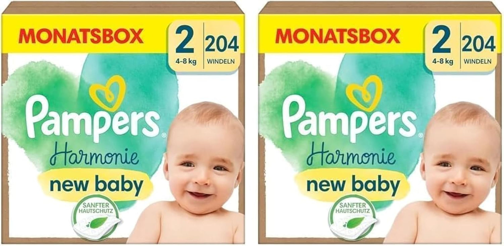 Pannolini Pampers Harmony taglia 1, 180 pannolini, 2kg-5kg, protezione delicata della pelle con protezione Pampers al 100%