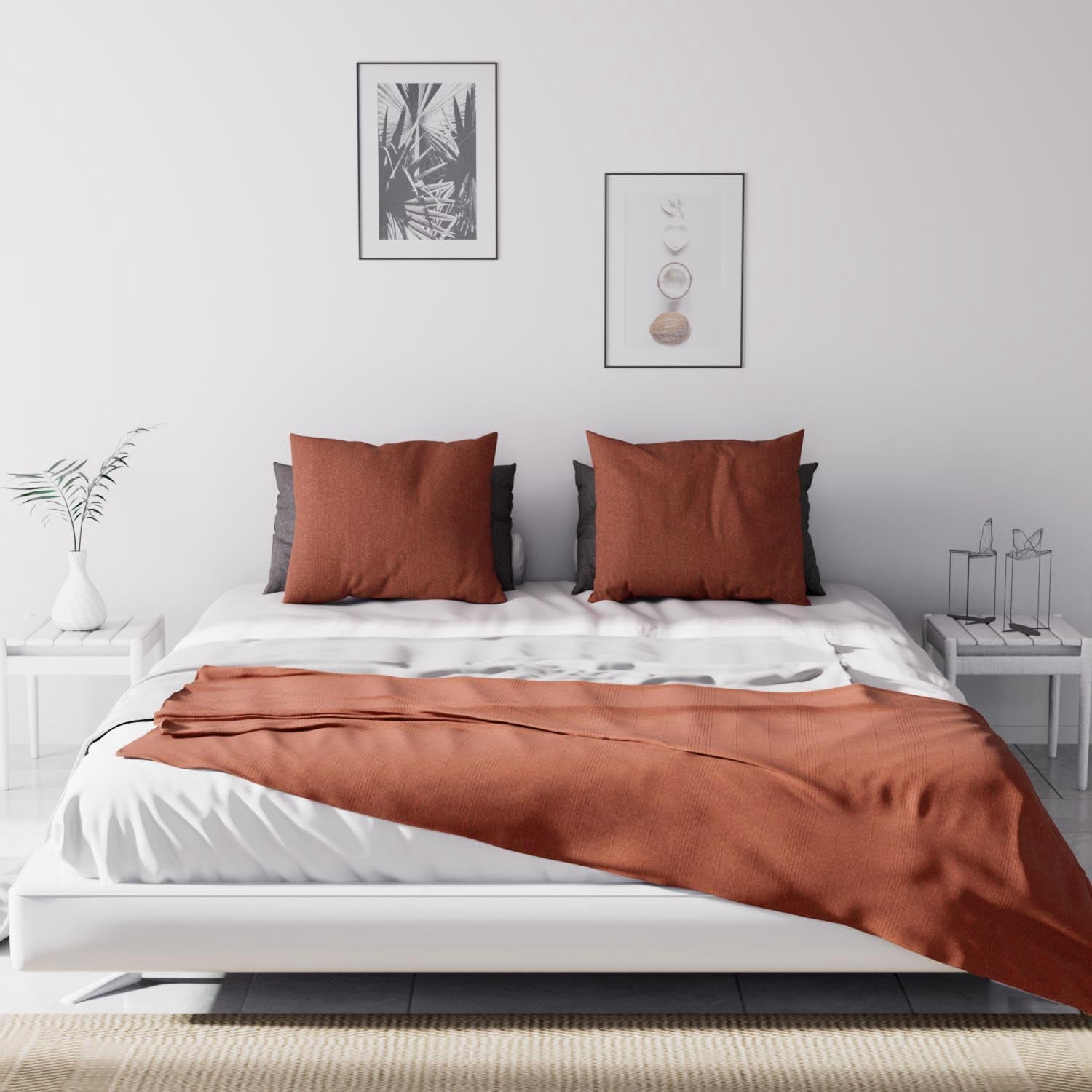 Soleil D'Ocre, Adele, copriletto, copridivano, cotone, rosso mattone, 220 X 240 Cm Letti e coperte Besuche den Soleil d'ocre-Store