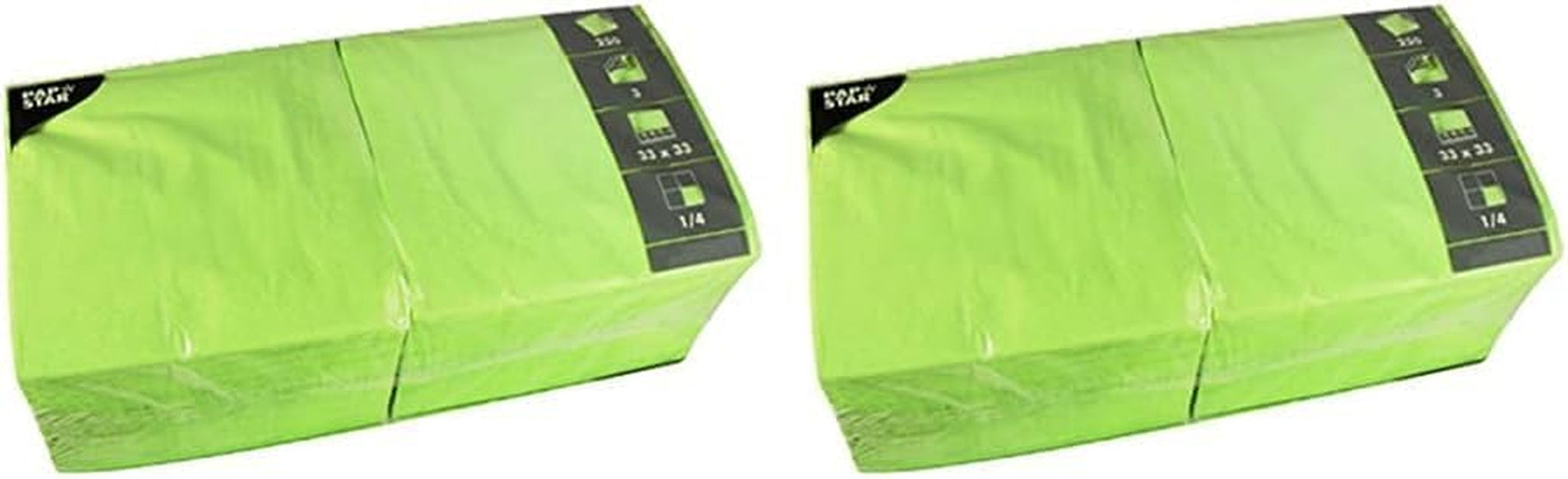 250 tovaglioli 3 veli 1/4 pieghe 33 cm x 33 cm verde mela (confezione da 2)