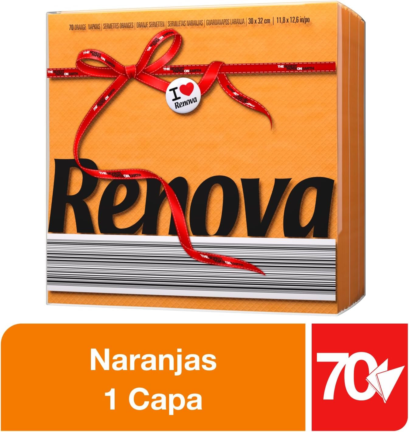Tovaglioli di carta Renova, etichetta rossa arancione - 70 tovaglioli