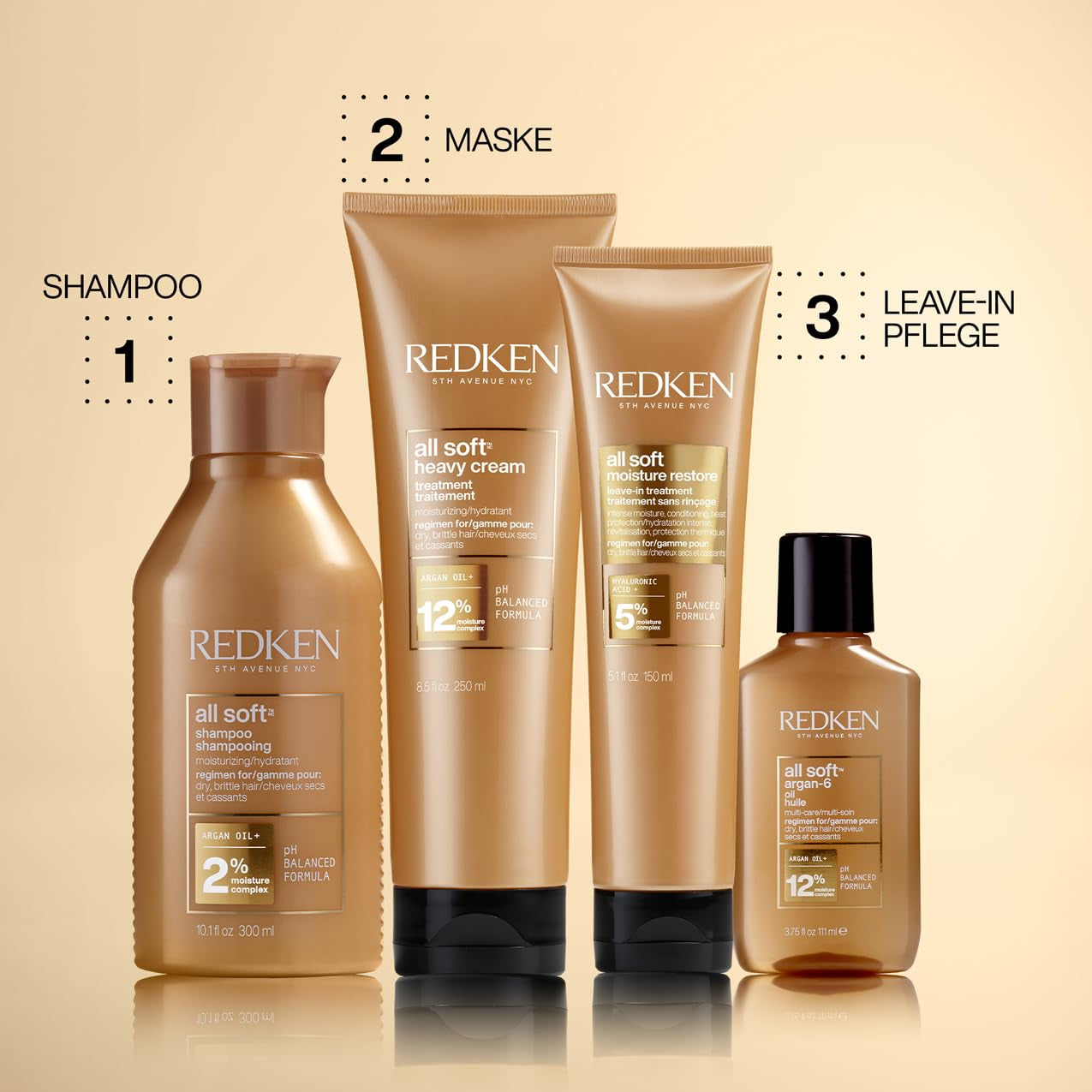 Maschera per capelli Redken per capelli secchi e fragili, rivitalizza e idrata, con complesso di cheratina e olio di argan, crema morbida e pesante, 1 maschera per capelli Naty Shop da 250 ml
