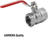 Valvola a sfera Gardena: valvola di uscita per uso interno ed esterno, filettatura interna su entrambi i lati, filettatura 26,5 mm (G 3/4 pollici) (7336-20)