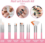 Set di adesivi per unghie e accessori - 5 adesivi per unghie, pennello, pietre, nastro decorativo, lamina d'oro - Perfetto per manicure e unghie in gel - Set da 50 pezzi